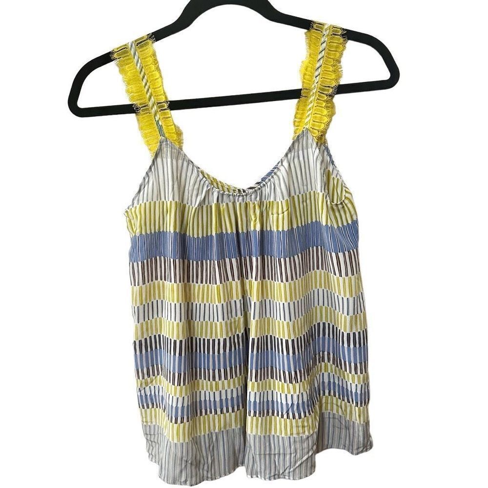 Massimo Dutti green and blue lace stripe tank top